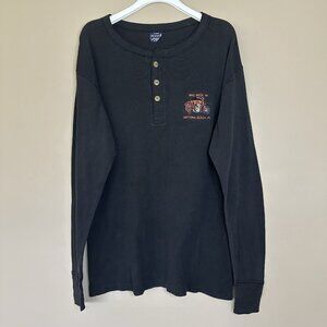 Vintage Duofold Thermal Henley Men XL Daytona Beach Bike Week 1996 USA Made Blac